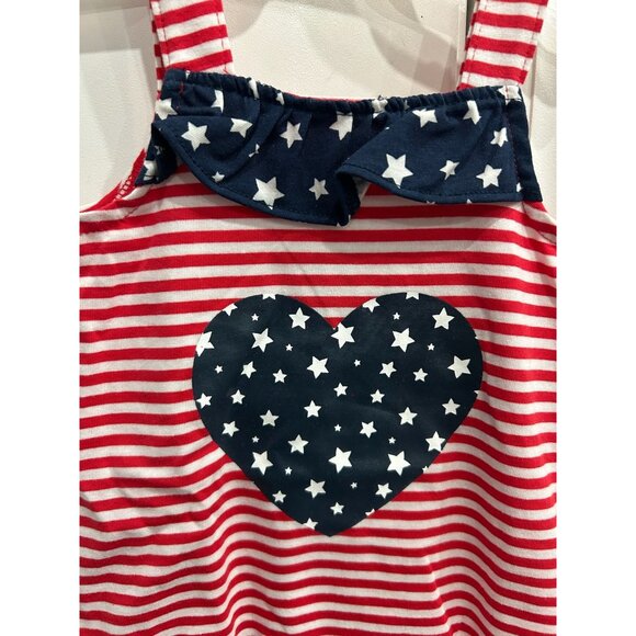 Baby Girls NWT Patriotic Red White Striped Romper Star Heart Design 3 months - Picture 4 of 9